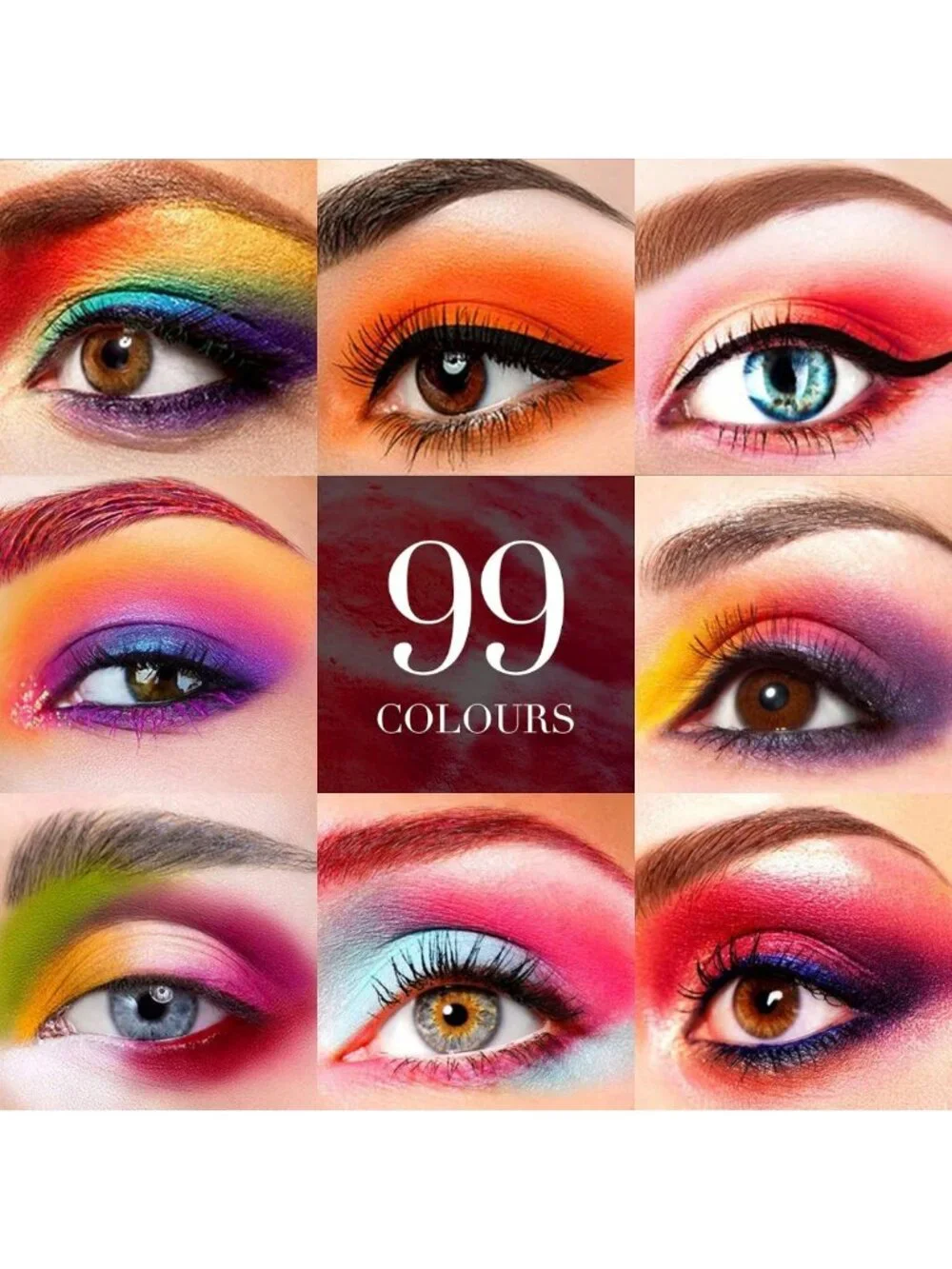 Vibrant 99 Color Eyeshadow Palette - Matte, Shimmer & Glitter Long-Lasting